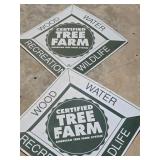 Two Plastic Tree Farm Signs