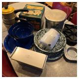 Lot of Cookware w/ Blue Bowls & Cook Set