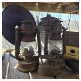 Rusty Lantern Lot w/ Irons & Birdhouse