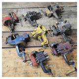 Lot of 8 Clamp on Vises in Back Room