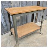 Industrial Metal & Wood Two Tier Table