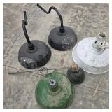 Lot of  Black, Green, & White Barn Lamps