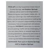 Pick-up Notice / Instructions