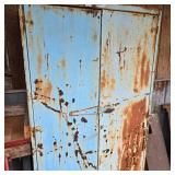 Rustic Blue Metal Cabinet & Contents