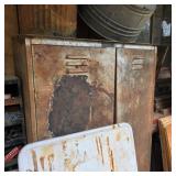 Rustic Cabinet w/ Artillery Crate & Metal Buckets