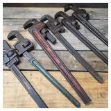 Six Pipe Wrenches in Red Crate