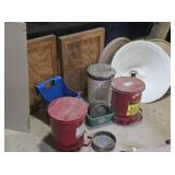 Old Hazard Waste Cans, Wood Panels, Bins ++
