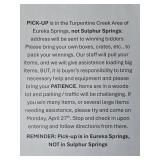 Pick-up Notice / Instructions