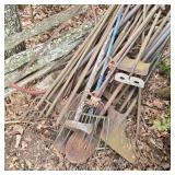 Large Pile of Metal Handle Lawn & Garden Tools