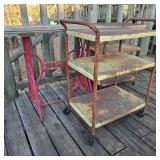 Rusty Metal Carts w/ Antique Iron Singer Base
