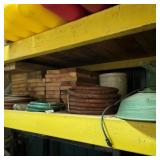 Contents of Shelf: Wood, Hose, & Lamp