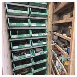 Contents of Shelves w/ Green Organizer Bins