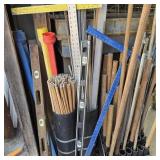 Lot of Dowel Rods, Squares, & Levels