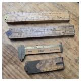 Four Vintage Lufkin Folding Rules