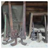 File Cabinet & Heavy Metal Stand w/ Pipe Wrenches