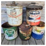Lot of 5 Oil Cans