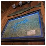 Framed Beaver Lake Map w/ Rustic Fish Decor