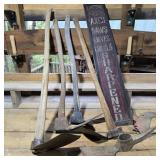Lot w/ Adzes & Wood Sharpening Sign