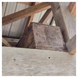 Vintage Boxes & Cracker Tin Above Pizza Oven