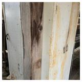 Two Rustic Jelly Cabinets of Milk Glasses