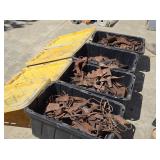 Four HD Totes of Scrap Leather