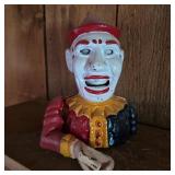 Antique Cast Iron Mechanical Clown Coin Bank