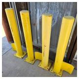 Set of 4 Yellow Industrial Safety Bollards