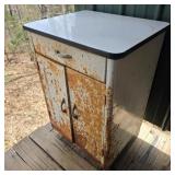 Vintage Enamel Top Metal Kitchen Cabinet