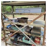 Metal Shelf & Contents on Porch