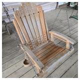 Weathered Wood Swinging Porch Chair