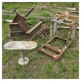 Lot of Misc. Iron Scrap w/ Pedestal Table
