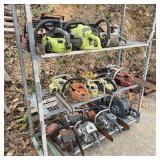 Rolling Cart of Chainsaw Scrap