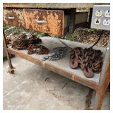 Rolling Metal Work Table w/ 5 Chains