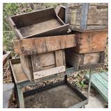 Rolling Cart of Old Wood Boxes / Crates
