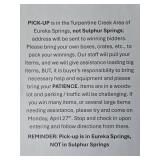 Pick-up Notice / Instructions