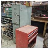 Toolbox & File Cabinet of Gloves & Rags