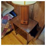 Old Pine Table w/ One-Drawer Wood Lamp