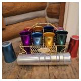 Retro Aluminum Tumblers w/ Caddy