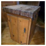 Rolling Pine Chopping Block Top Cabinet
