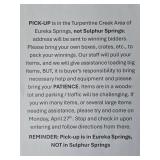 Pick-up Notice / Instructions