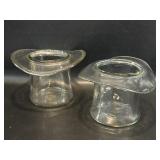2 Vintage Pressed Glass Top Hat Vases / Dishes  ,