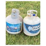 2 GRILL PROPANE BOTTLES 15 LB. BLUE RHINO &