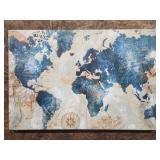 Home Decor Print on Canvas World Map 24x36