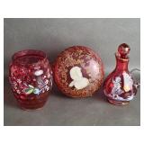Antique Moser ? Bohemian Vanity Cranberry Glass