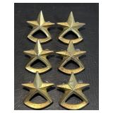 6 Vintage Star Drawer Pulls , Brass Colored
