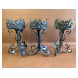 3 Metal Pedestal Candle Holders