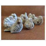 12 Bird Figurines with Cement Finish