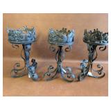 3 Metal Pillar Style Candle Holders