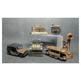 6 Vintage Die-Cast Metal Mini Pencil Sharpeners