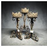 NWT Ornate Wrought Iron Candle Holders ,